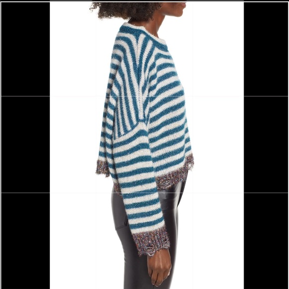 Prima Cropped Striped Tinsel Sweater - Picture 3 of 8